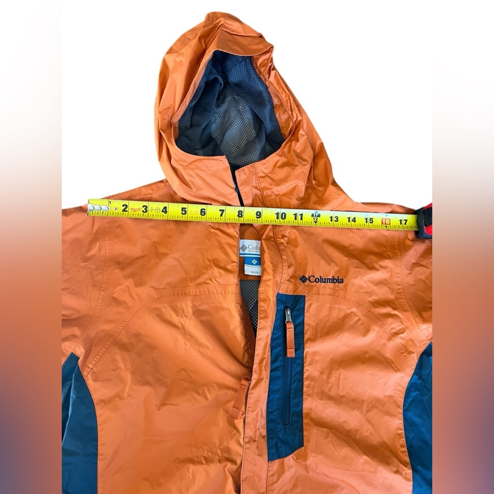 Columbia Omni-Shed Technology rain jacket/ wind breaker. Orange/ gray size 18-20 - Picture 4 of 11